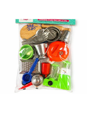 Kids kitchen set with stainless steel utensils mixer pressure cooker chakla belan grater packed by VIJAY H STORES