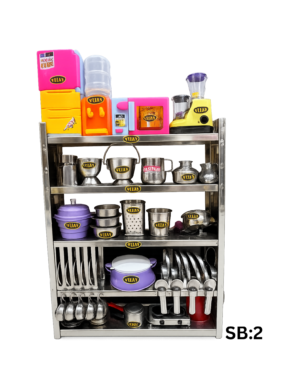 miniature-stainless-steel-kids-kitchen-rack-toy-set-sb2-vijay-h-stores.webp Miniature stainless steel kids kitchen rack toy set with mini fridge water dispenser microwave mixer pots plates and utensils SB2 by Vijay H Stores