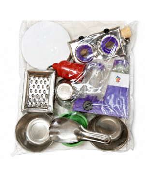 Steel Mini Kitchen Set for Kids – Tiny Chef Pretend Play Toy Stainless steel miniature kitchen set for kids with tiny pots, pans, and utensils for pretend play